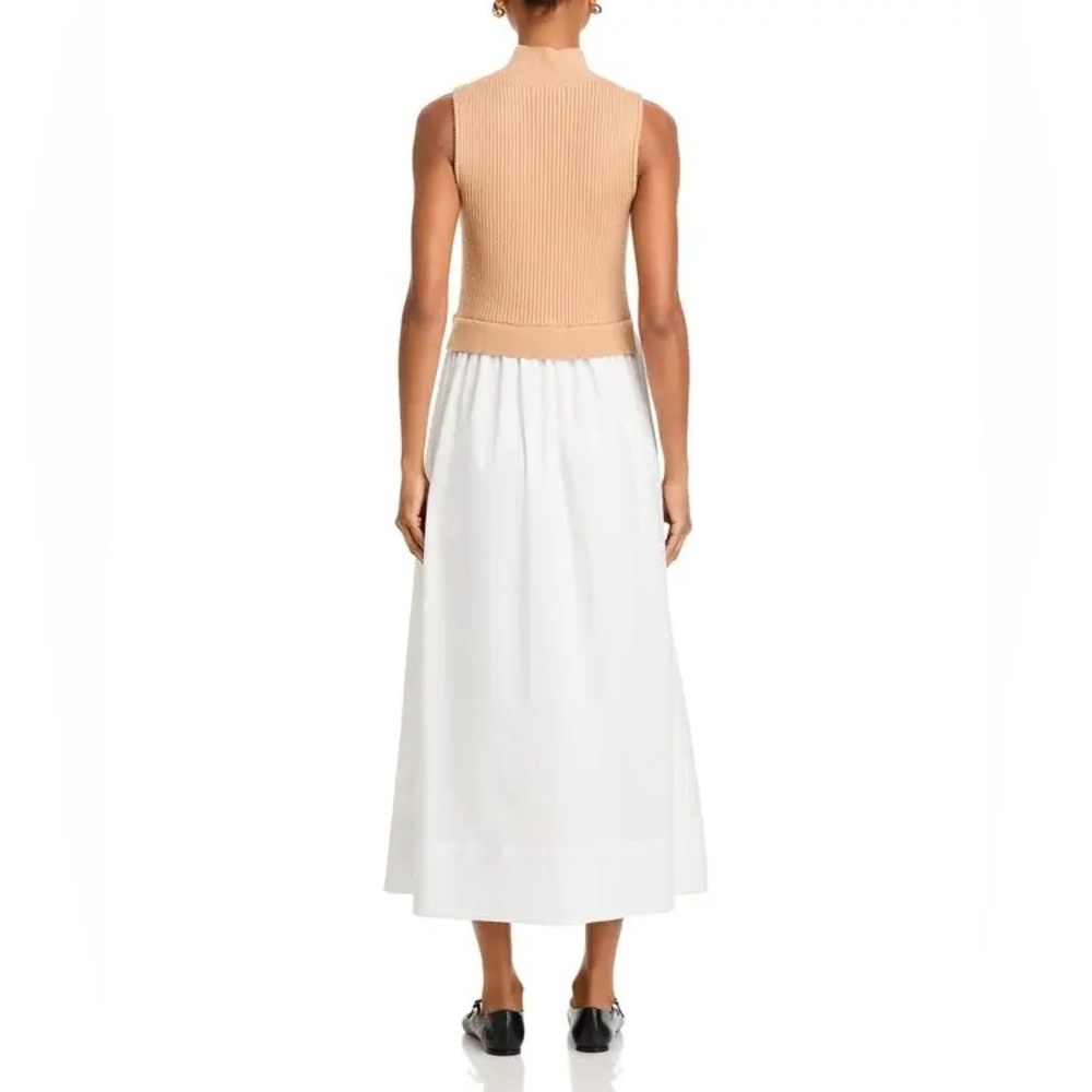 NWT ENGLISH FACTORY Mixed Media Turtleneck Tan/White Midi Dress Sz Large - Picture 13 of 13